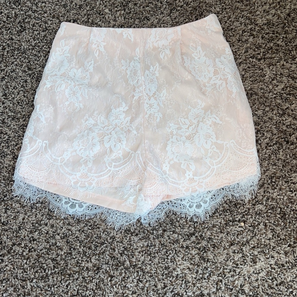 White lace shorts